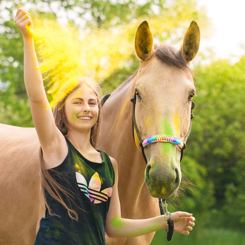 Provazová ohlávka UNICORN (duhový oplet) AIVA